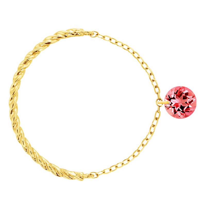 750/1000 Yellow Gold & Pierced Red Sapphire Double Link Ring 0.30 ct - Demetra