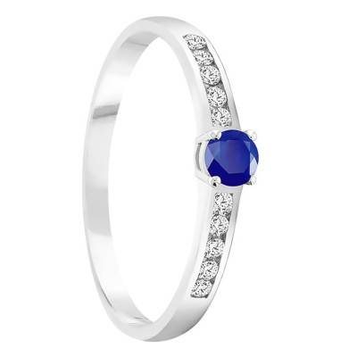 Bague Or Blanc 750, Saphir 0,20 ct, Diamants 0,20 ct - Demetra