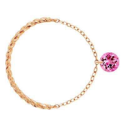 Bague Corde Or Rose 750, Saphir Rose Percé 0,30 ct - Demetra