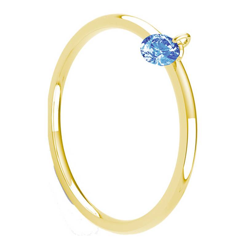 750/1000 Yellow Gold Smooth Ring & Pierced Blue Sapphire 0.30 ct - Demetra