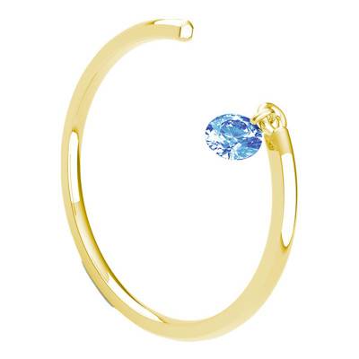 Bague Lisse Ouverte Or Jaune 750, Saphir Bleu Percé 0,30 ct - Demetra
