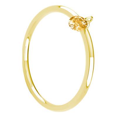 Bague Lisse Or Jaune 750, Saphir Jaune Percé 0,30 ct - Demetra