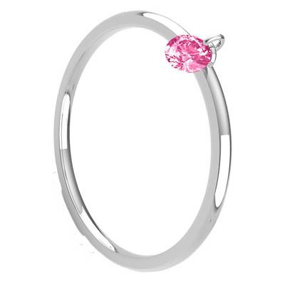 Bague Lisse Or Blanc 750, Saphir Rose Percé 0,30 ct - Demetra