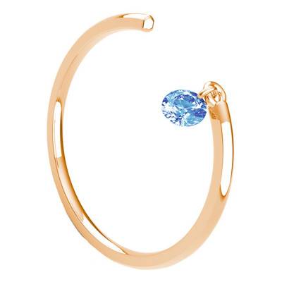 Bague Lisse Ouverte Or Rose 750, Saphir Bleu Percé 0,30 ct - Demetra