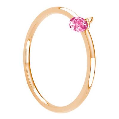 Bague Or Rose 750 Lisse, Saphir Rose Percé 0,30 ct - Demetra