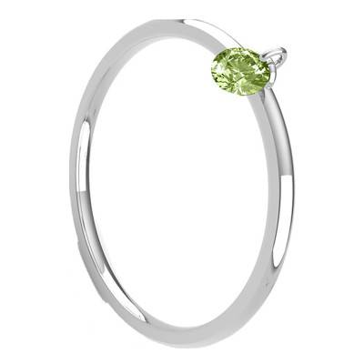 Bague Lisse Or Blanc 750, Saphir Vert Percé 0,30 ct - Demetra