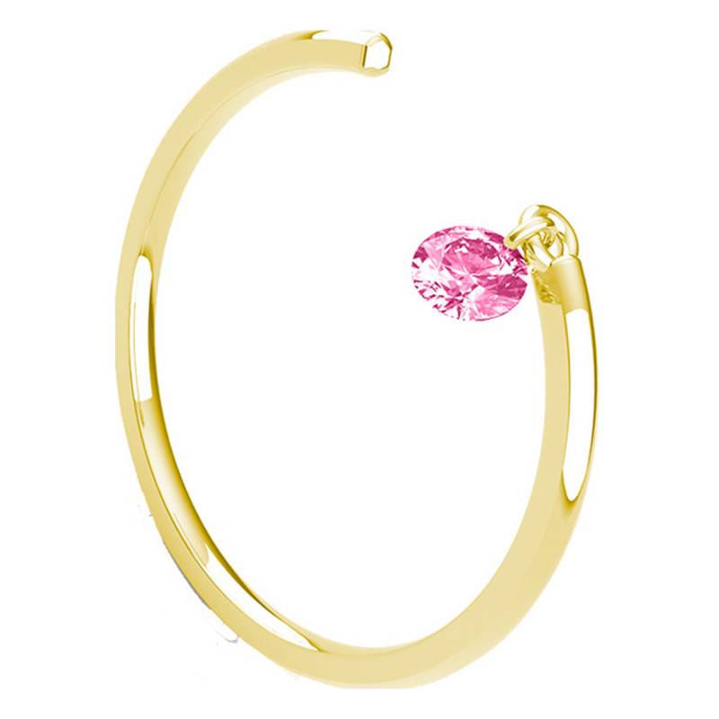 18K Yellow Gold Smooth Open Ring & Drilled Pink Sapphire 0,30 ct - Demetra