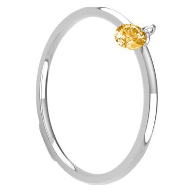 750/1000 White Gold & Pierced Yellow Sapphire 0.30 ct Smooth Ring - Demetra