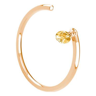 Bague Lisse Ouverte Or Rose, 750 Saphir Jaune Percé 0,30 ct - Demetra