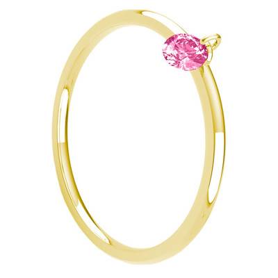 750/1000 Yellow Gold & Pierced Pink Sapphire 0.30 ct Smooth Ring - Demetra