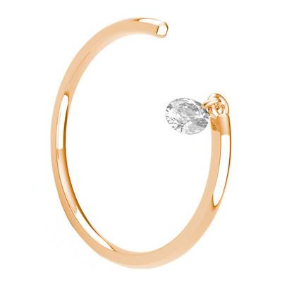 Bague Or Rose 750 lisse ouverte diamant percé - Demetra