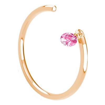 Bague Lisse Ouverte Or Rose 750, Saphir Rose Percé 0,30 ct - Demetra