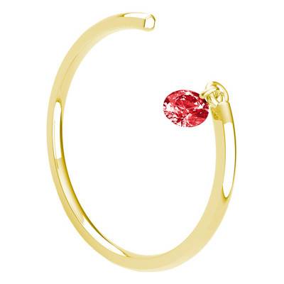 Bague Lisse Ouverte Or Jaune 750, Saphir Rouge Percé 0,30 ct - Demetra