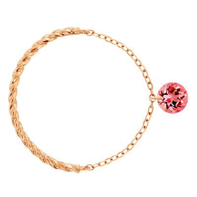 18K Rose Gold Double-Link & Pierced Red Sapphire 0,30 ct Ring - Demetra