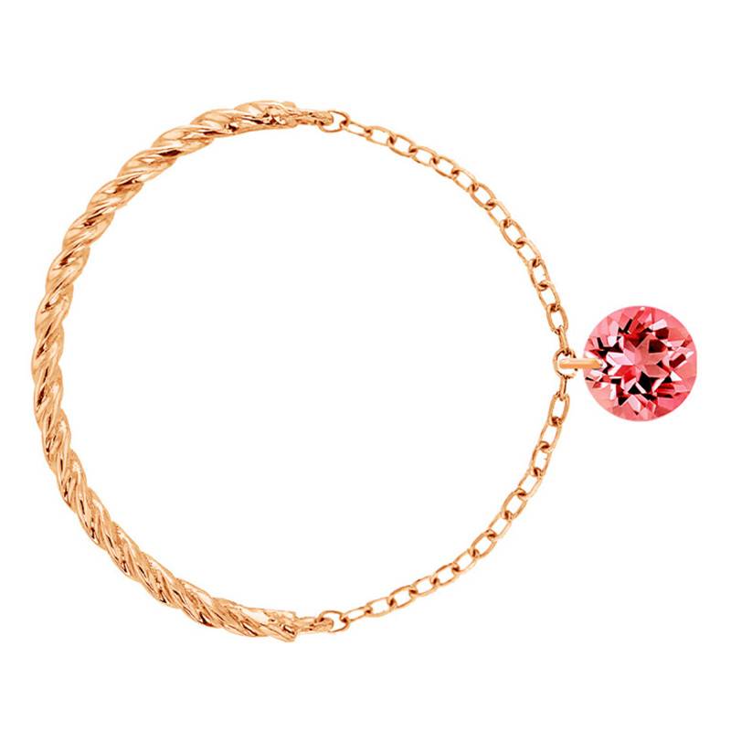 18K Rose Gold Double-Link & Pierced Red Sapphire 0,30 ct Ring - Demetra