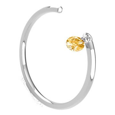 Bague Lisse Ouverte Or Blanc 750, Saphir Jaune Percé - Demetra