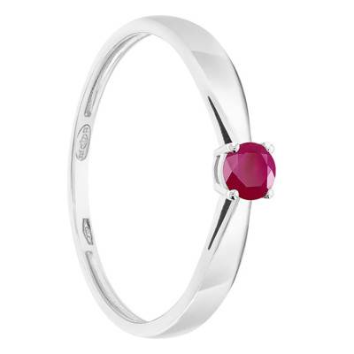 Bague Solitaire Or Blanc 750, Rubis 0,20 ct - Demetra