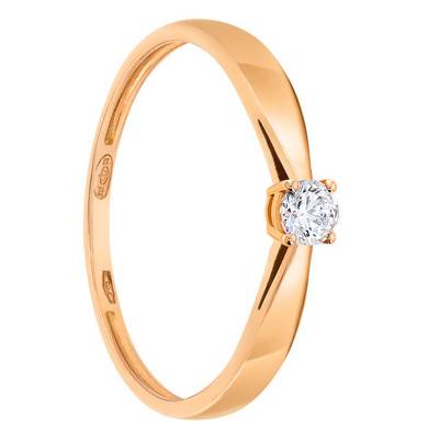 Bague Solitaire Diamant 0.15ct & Or Rose 750 - Demetra