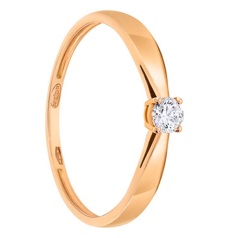 Diamond Solitaire Ring 0.15 ct in 750 Rose Gold - Demetra