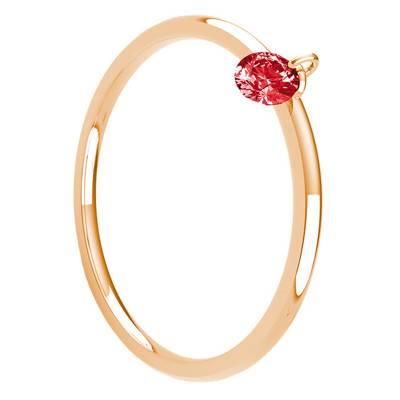 18K Rose Gold Smooth Ring & Drilled Red Sapphire 0,30 ct - Demetra