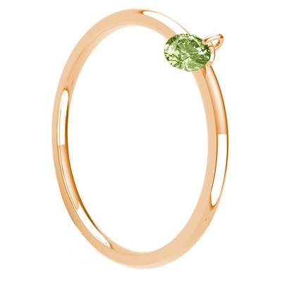 Bague Lisse Or Rose 750 Saphir Vert Percé 0,30 ct - Demetra