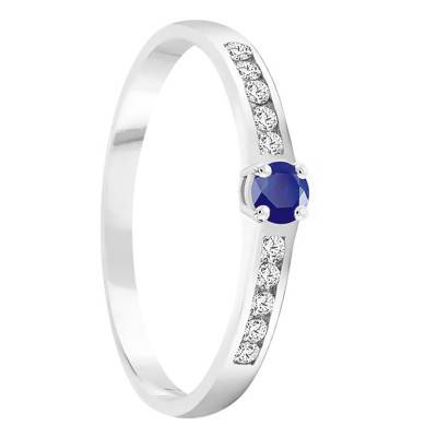 Bague Or Blanc 750, Saphir 0,10 ct, Diamants 0,20 ct - Demetra