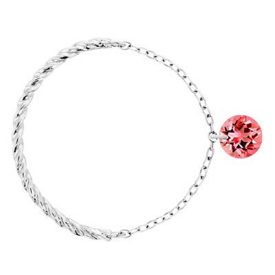Bague Corde Or Blanc 750, Saphir Rouge Percé - Demetra