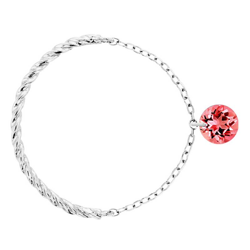 White 750/1000 Gold & Pierced Red Sapphire Double Link Ring - Demetra