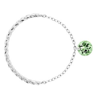 750/1000 White Gold & Pierced Green Sapphire Double Link Ring 0.30 ct - Demetra