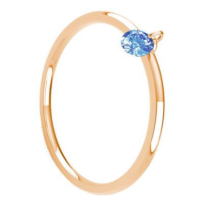 Bague Lisse Or Rose 750, Saphir Bleu Percé 0,30 ct - Demetra