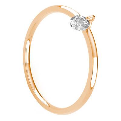 Bague Or Rose 750 lisse diamant percé - Demetra