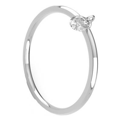 Bague Or Blanc 750 lisse diamant percé - Demetra