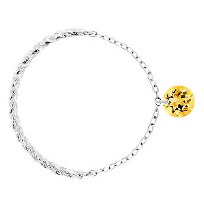 Bague Corde Or Blanc 750, Saphir Jaune Percé 0,30 ct - Demetra