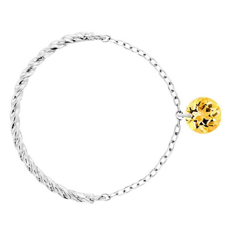 750/1000 White Gold & Pierced Yellow Sapphire Double Link Ring 0.30 ct - Demetra