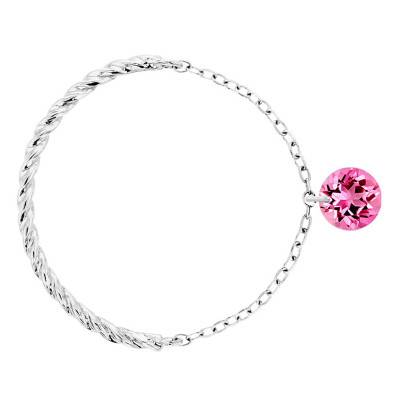 Bague Corde Or Blanc 750, Saphir Rose Percé 0,30 ct - Demetra