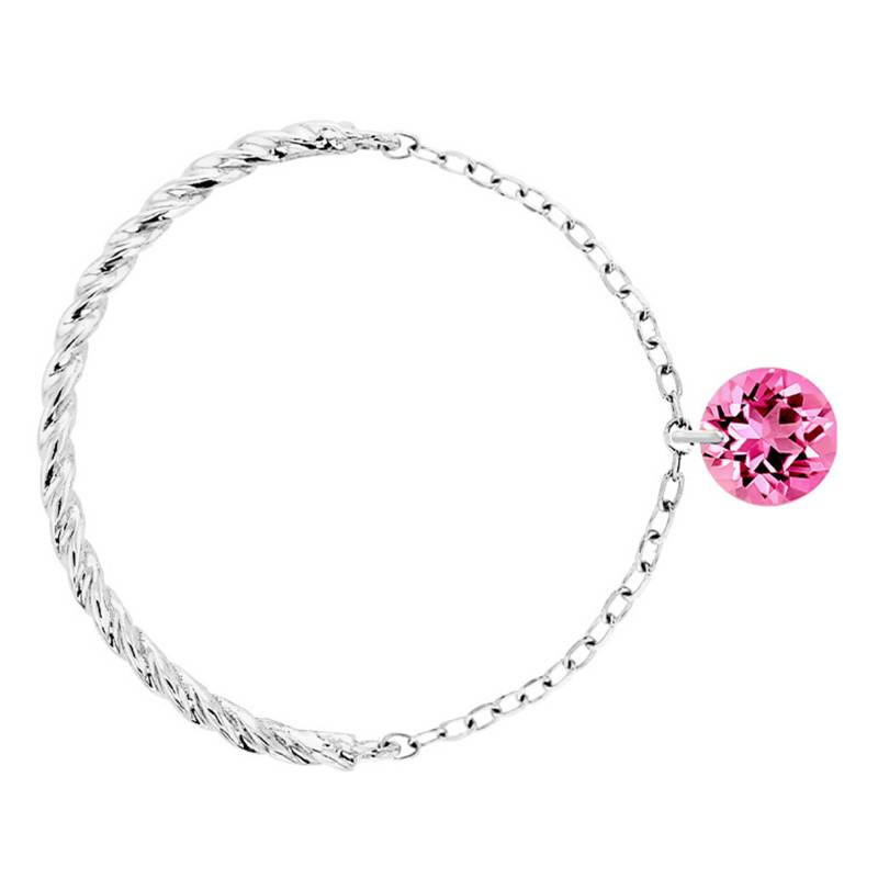 750/1000 White Gold & Pierced Pink Sapphire Double Link Ring 0.30 ct - Demetra