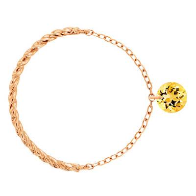 Bague Corde Or Rose 750, Saphir Jaune Percé 0,30 ct - Demetra
