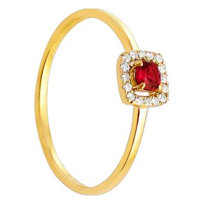 Bague Taline Or Jaune 750, Rubis 0,18 ct, Diamants 0,07 ct - Diamond Lady