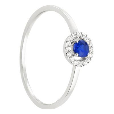 Bague Alaverdi Or Blanc 750, Saphir 0,14 ct, Diamants 0,06 ct - Diamond Lady