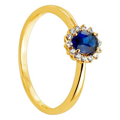 Bague Artik Or Jaune 750, Saphir 0,45 ct, Diamants 0,08 ct - Diamond Lady