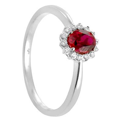 Bague Artik Or Blanc 750, Rubis 0,45, Diamants 0,08 ct - Diamond Lady