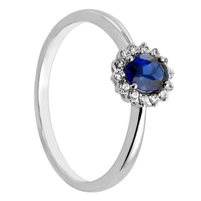 Bague Artik Or Blanc 750, Saphir 0,45 ct, Diamants 0,08 ct - Diamond Lady