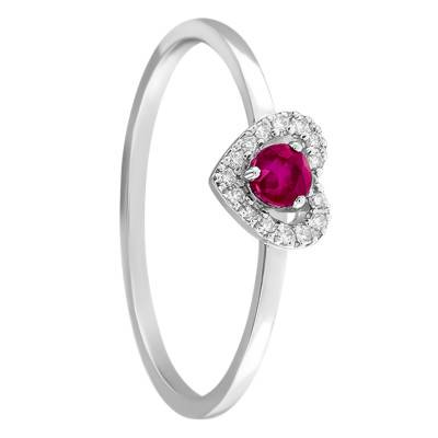 Bague Mérode Or Blanc 750, Rubis 0,18 ct, Diamants 0,06 ct - Diamond Lady