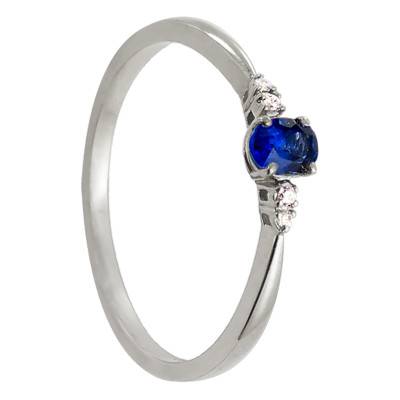 Bague Azad Or Blanc 750, Saphir Ceylan 0,25 ct, Diamants 0,02 ct - Diamond Lady