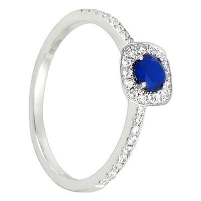 Bague Diamaline Or Blanc 750, Saphir 0,34 ct, Diamants 0,18 ct - Diamond Lady