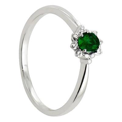 Bague Arti Or Blanc, Emeraude 0,25 ct, Diamants 0,03 ct - Diamond Lady