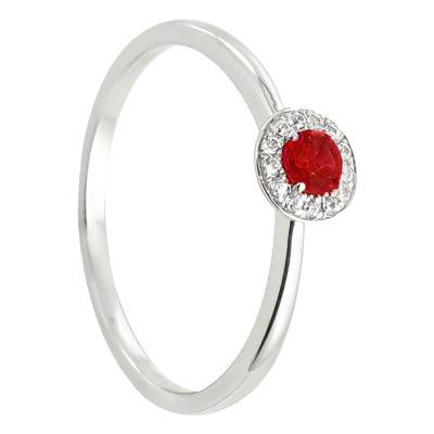 Bague Alavera Or Blanc 750, Rubis 0,18 ct, Diamants 0,05 ct - Diamond Lady
