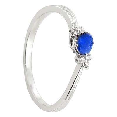Bague Azada Or Blanc 750, Saphir 0,25 ct, Diamants 0,03 ct - Diamond Lady