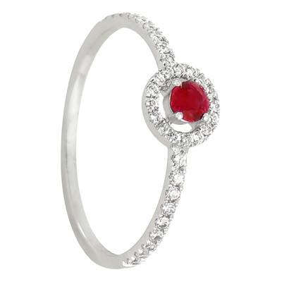 Bague Alaverdiam Or Blanc 750, Rubis 0,16 ct, Diamants 0,17 ct - Diamond Lady