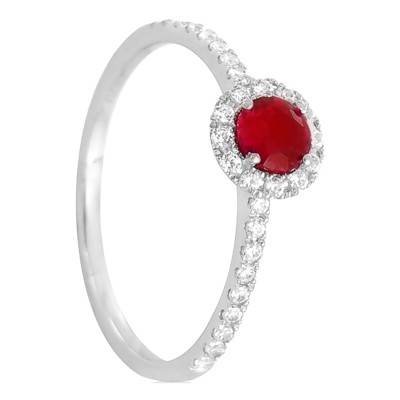 Bague Divinada Or Blanc 750, Rubis 0,36 ct, Diamants 0,20 ct - Diamond Lady